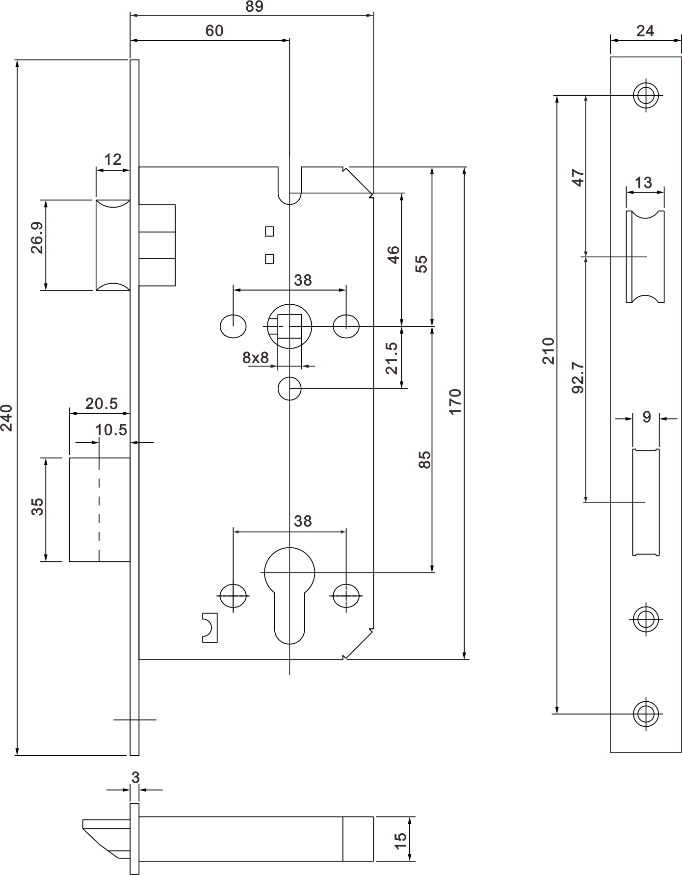Mortise Door Lock 85Z